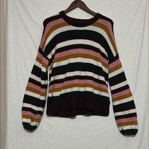 Multicolor Striped Crew Neck Sweater
